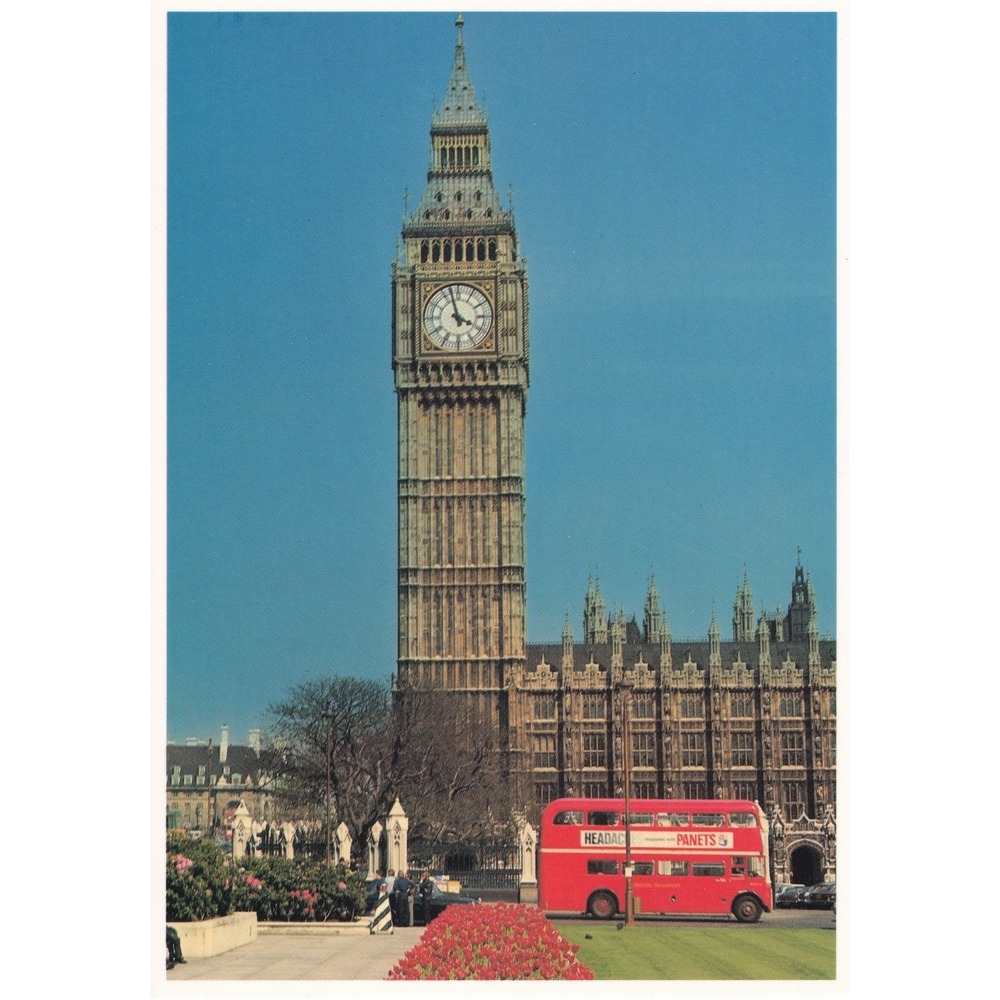 Big Ben London Red Bus Postcard Card 2022 Cityscape Architectural Travel
